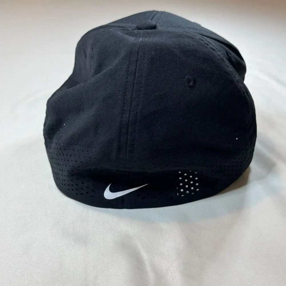 Nike Dri-FIT ADV Swoosh Flex Rise Cap Black Performance Hat Stretch Fit M/L